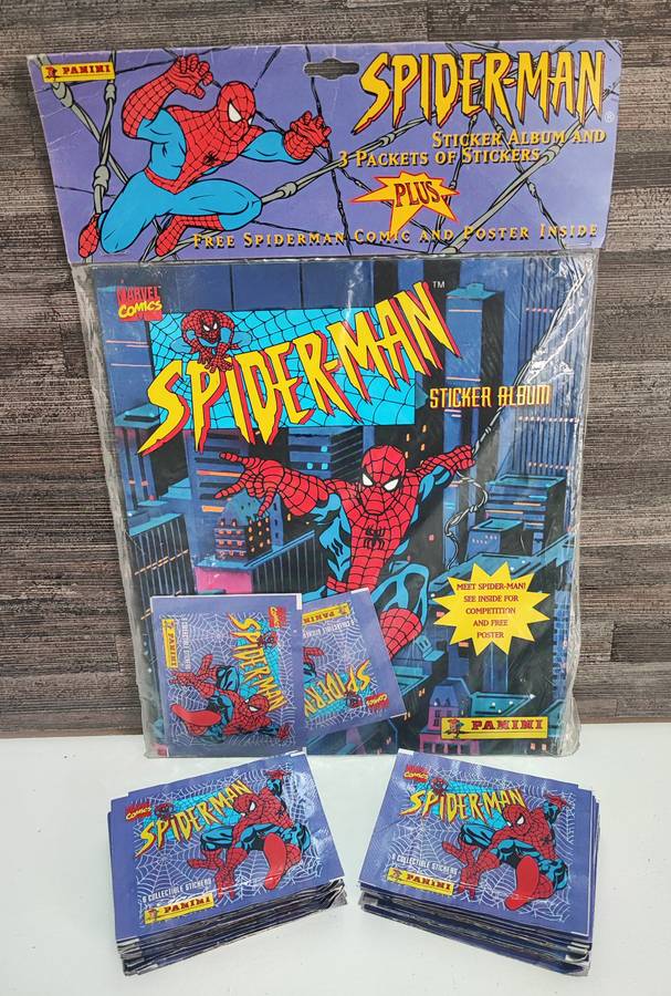 1995 Panini Marvel`s Spiderman Sticker Album/Comic Book Combo