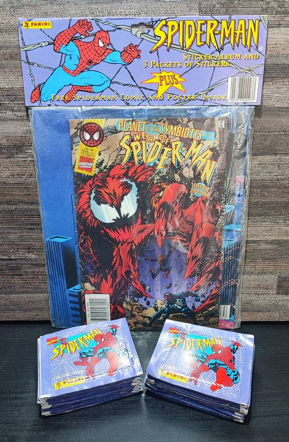 1995 Panini Marvel`s Spiderman Sticker Album/Comic Book Combo