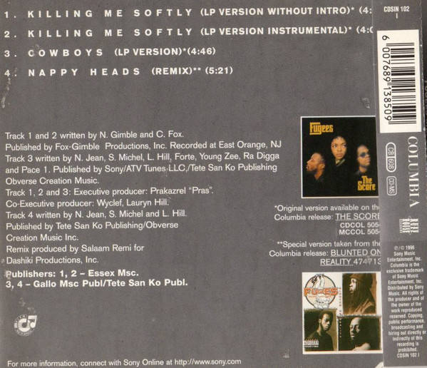 Fugees (Refugee Camp)*  Killing Me Softly (Single, CD)