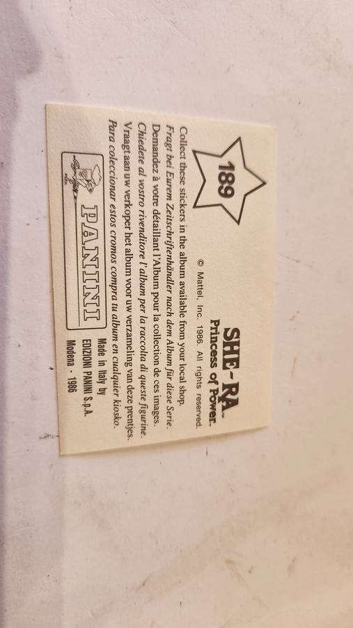 1986 She-Ra Princess of Power Panini Sticker 189 (She-Ra) Vintage Figure
