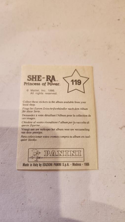 1986 She-Ra Princess of Power Panini Sticker 119 (She-Ra) Vintage Figure