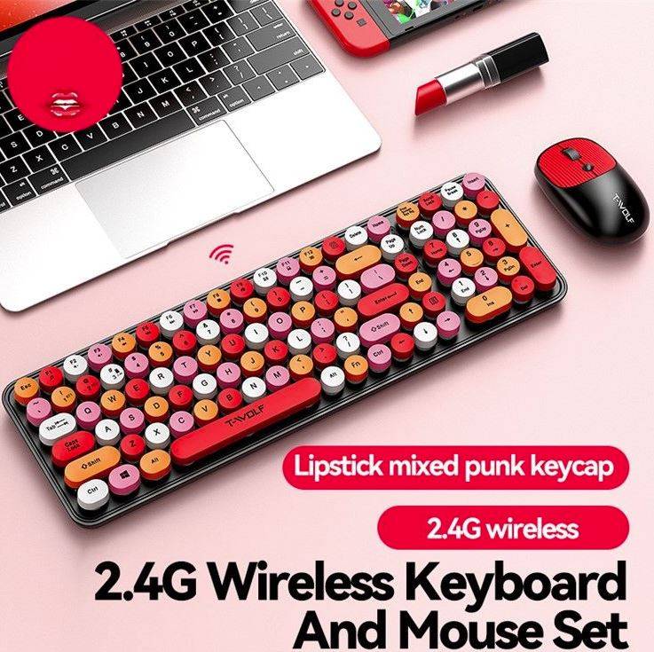 T-WOLF TF350 2.4G Wireless Keyboard Mouse Set Home Office