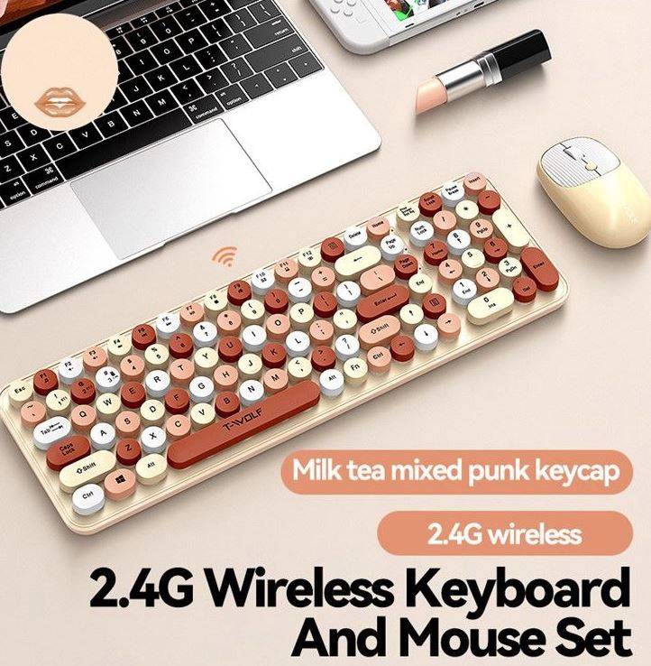 T-WOLF TF350 2.4G Wireless Keyboard Mouse Set Home Office
