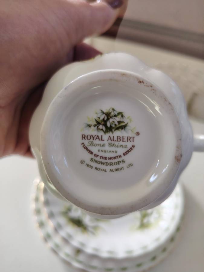 Royal Albert Snowdrops January Flower of the month trio