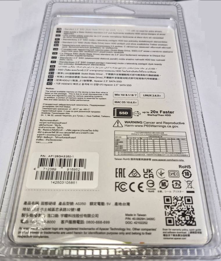 Apacer Panther 128Gb 6GB/s SATA SSD