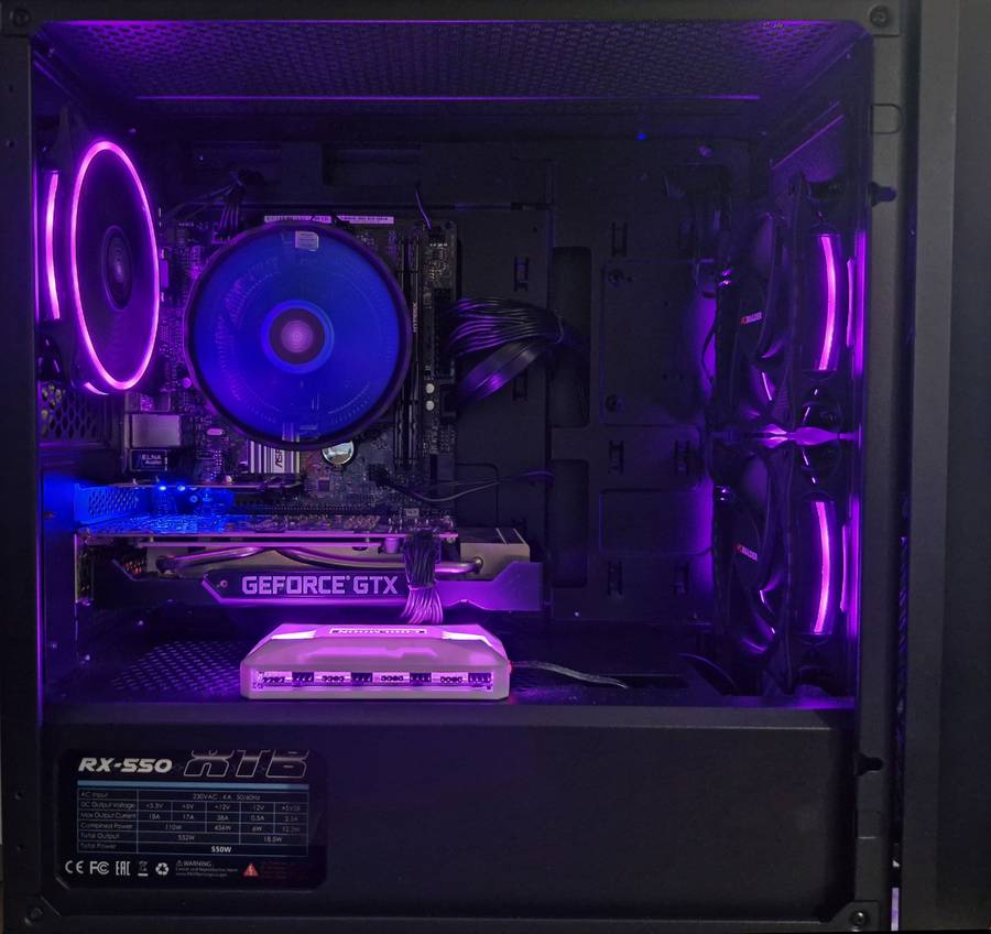 Gaming PC with aRGB, GTX1660 Ti 6Gb GPU, i5-9500 CPU, 16gb RAM, 512Mb NvMe, Win 11 & Office 2016 Pro
