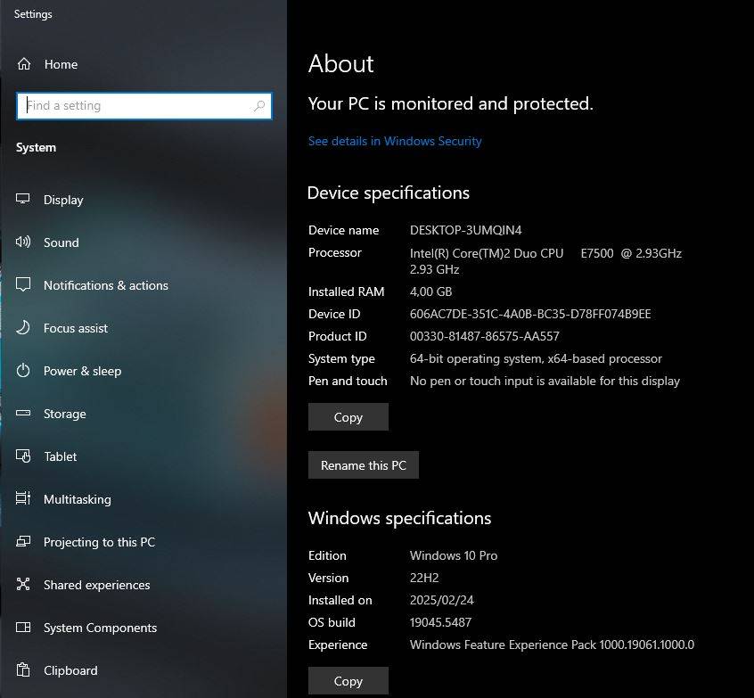 Windows 10 Desktop PC, GT220 1Gb GPU, Core2 Duo E7500 CPU, 4Gb RAM, 128Gb SSD, DVD, Win 10 Pro