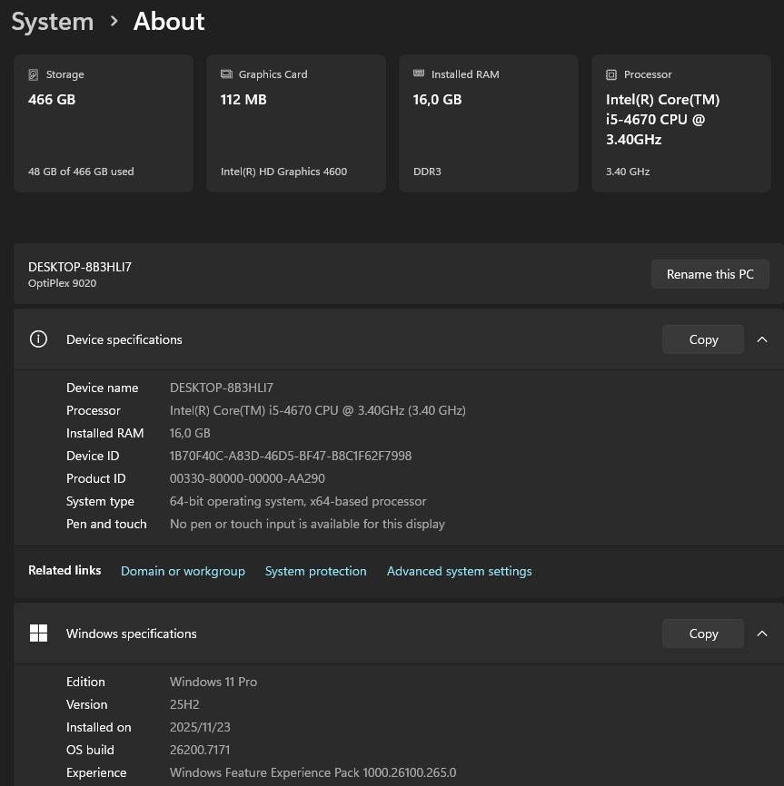 Dell Optiplex 9020 SFF, i5-4670 CPU, 16Gb RAM, 500Gb SSD, 255W PSU, DVD, Win 11 Pro