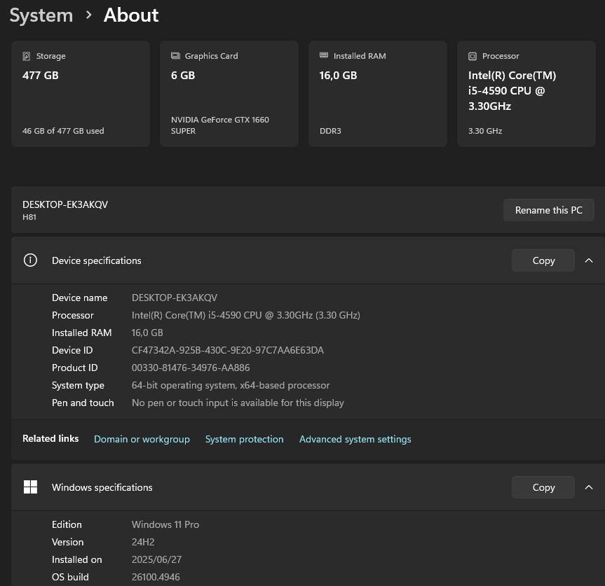 Gaming PC with ARGB, GT1660 Super 6Gb GPU, i5-4590 CPU, 16Gb RAM, 512Gb NvMe, Win 11 Pro