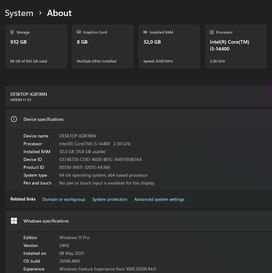Gaming PC with ARGB, RTX3070 8Gb GPU, i5-14400 CPU, 32Gb DDR5 RAM, 1Tb Gen 4 NvMe, Win 11 Pro