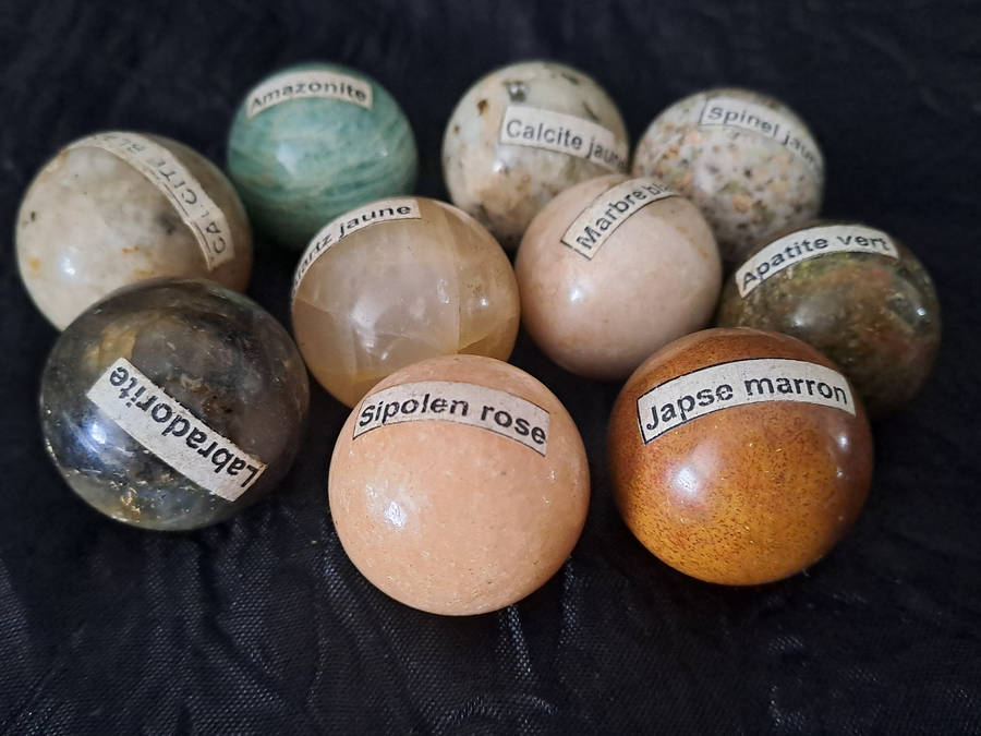 Assorted stone and gemstone marbles