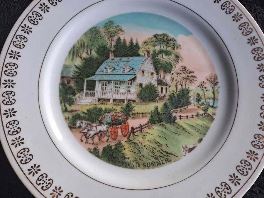 Curry & Ives four seasons decorative plates, Japan