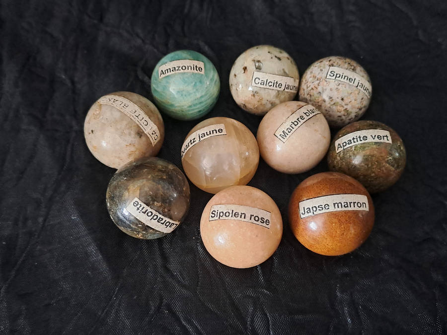 Assorted stone and gemstone marbles