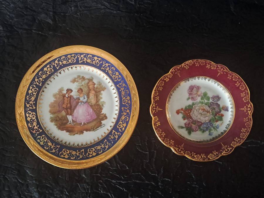 2 x Limoges France cabinet plates, biggest is 17cm diameter
