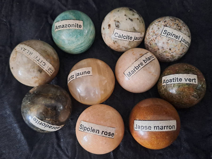 Assorted stone and gemstone marbles