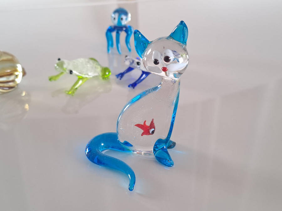 Venetian glass animals, tallest is 7cm