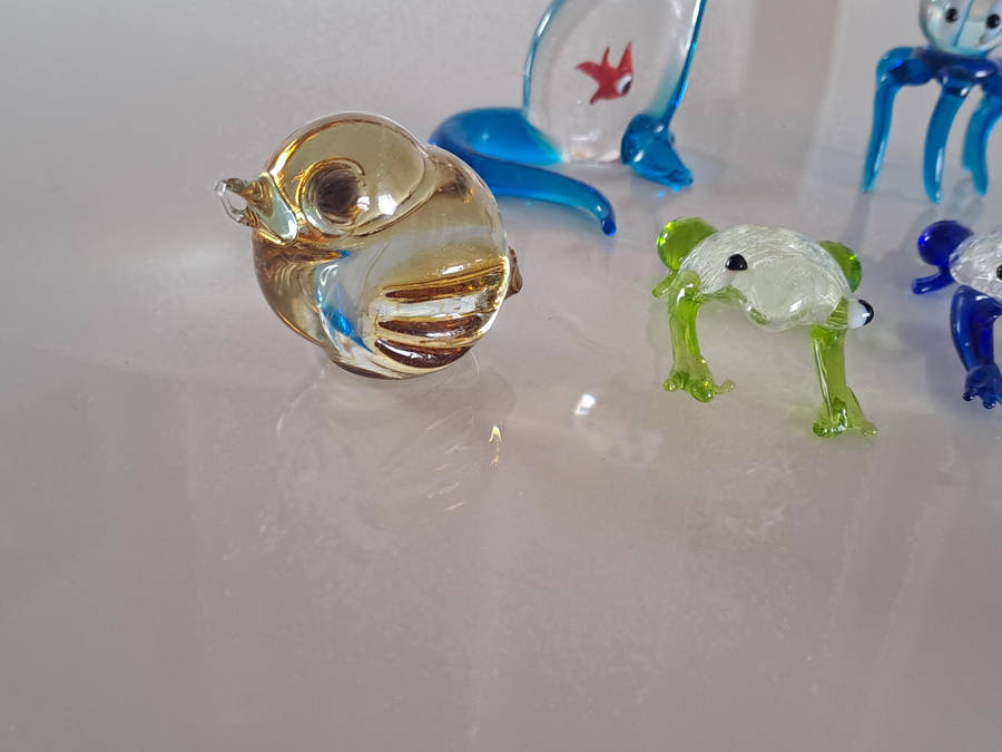 Venetian glass animals, tallest is 7cm