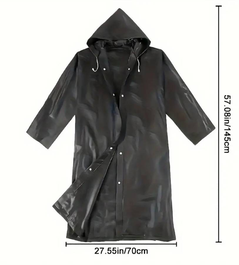 Extra Long and Thick Adult Raincoat with Drawstring Hood