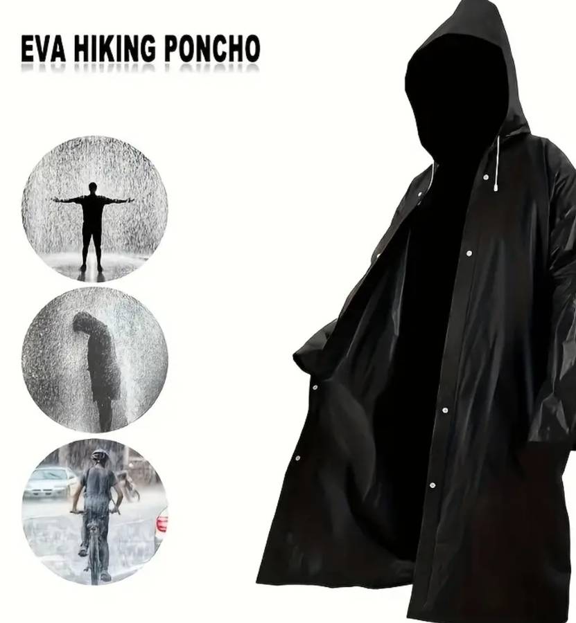 Extra Long and Thick Adult Raincoat with Drawstring Hood