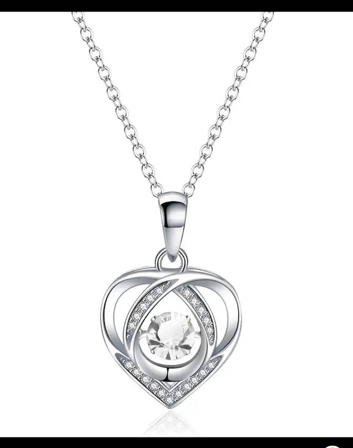 1 x Blue and 1 x Clear Elegant Rhinestone Decor Heart Pendant Necklace in gift box