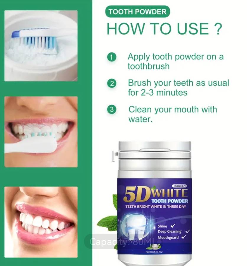 5D Teeth Whitening Powder - 80ml