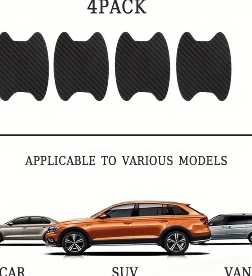 4pcs Carbon Fiber Door Handle Protector Stickers