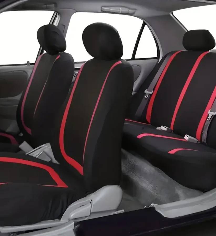 Universal Car Seat Covers - Polyester - 5 Heads Red & Black