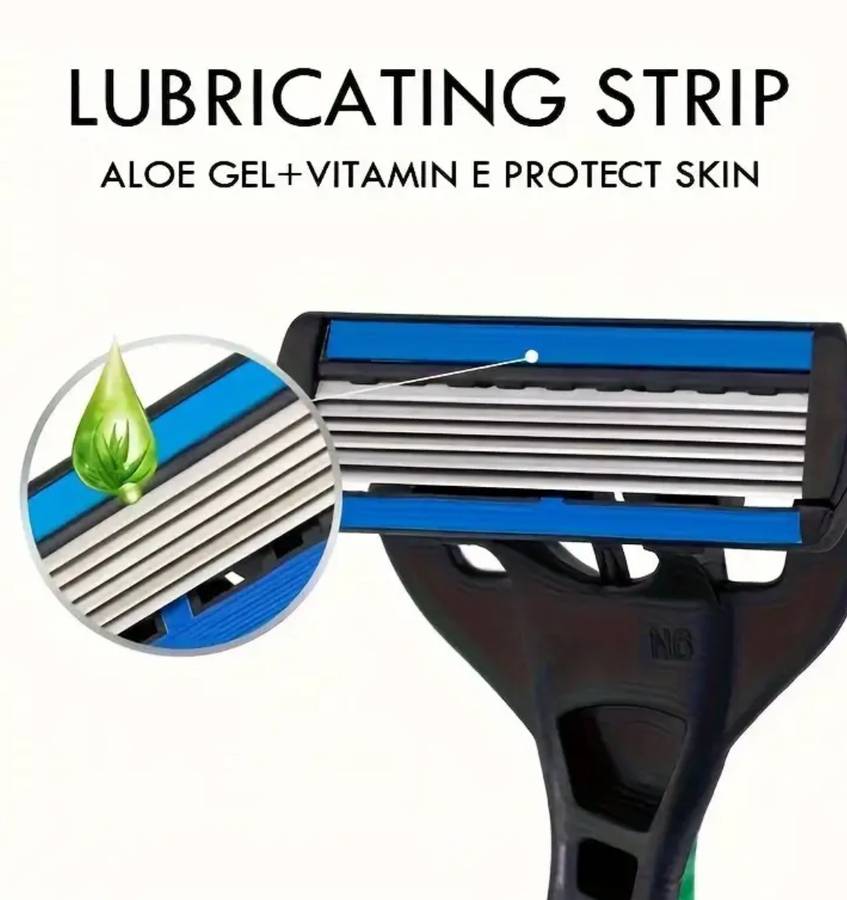 Manual Razor For Men,  2 x Handle, 24 x 6 Layers Stainless Steel Hair Removal Razor Blades