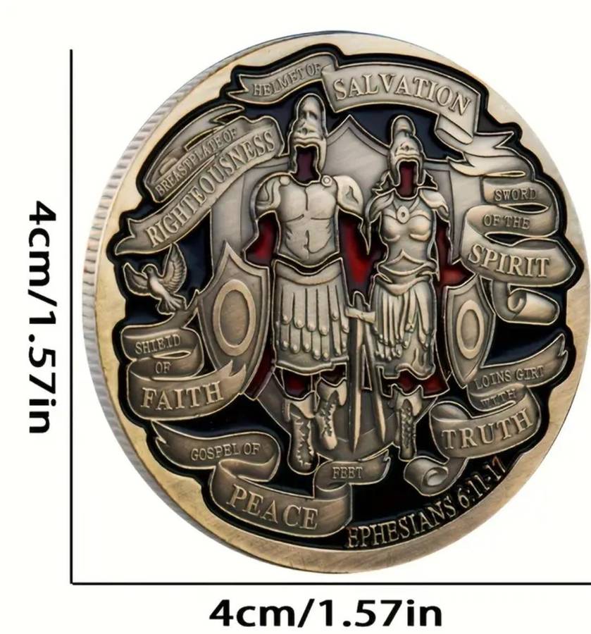 Double Knight Challenge Coin - Antique Bronze Finish