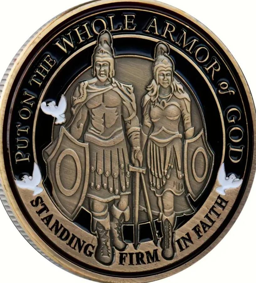 Double Knight Challenge Coin - Antique Bronze Finish