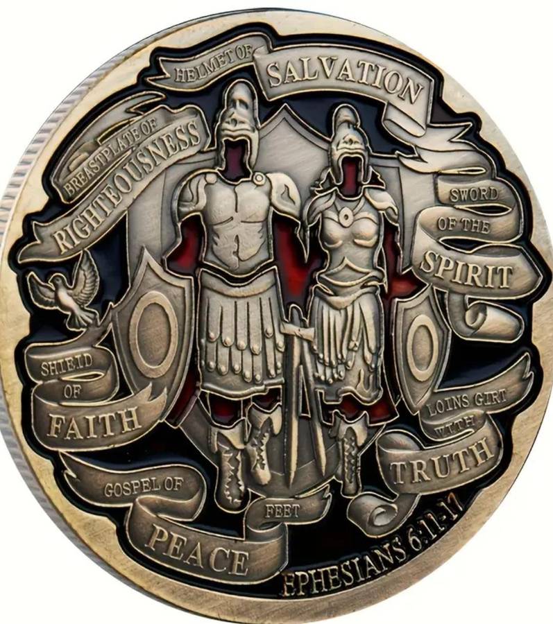 Double Knight Challenge Coin - Antique Bronze Finish