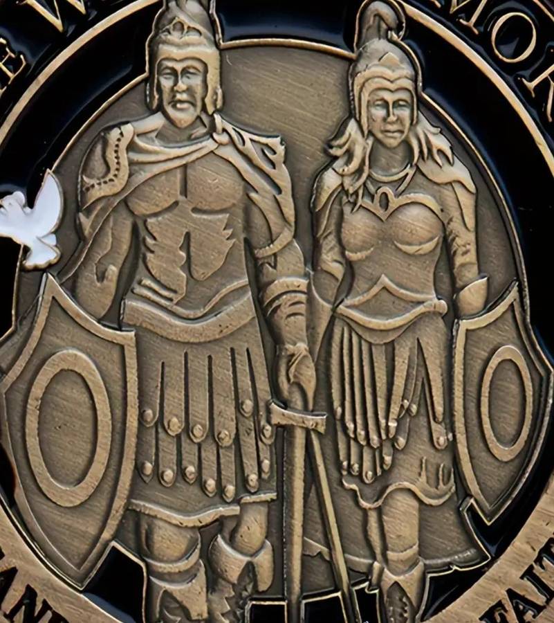 Double Knight Challenge Coin - Antique Bronze Finish