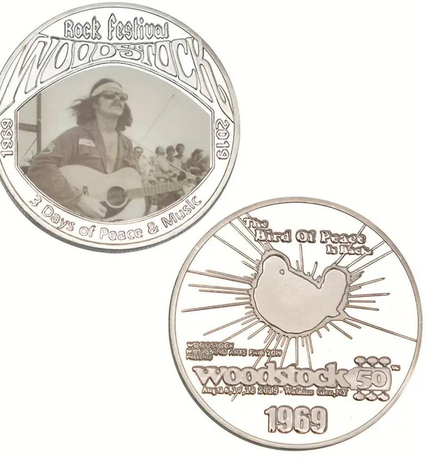 Set of 5 Woodstock Music Festival Commemorative Collectors Coins with Black Gift Box