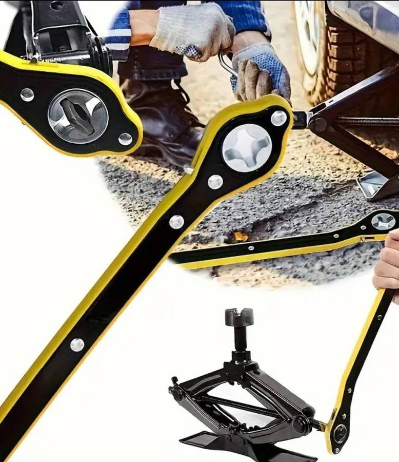 Heavy-Duty Metal Tire Jack Wrench | 360° Rotating Knob with bag