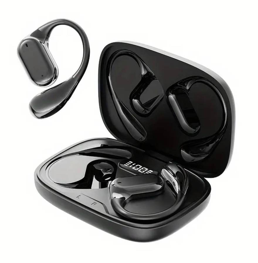 LAN XUN Wireless Wireless Headphones with Digital Display Charging Case - Black