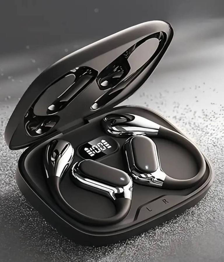 LAN XUN Wireless Wireless Headphones with Digital Display Charging Case - Black