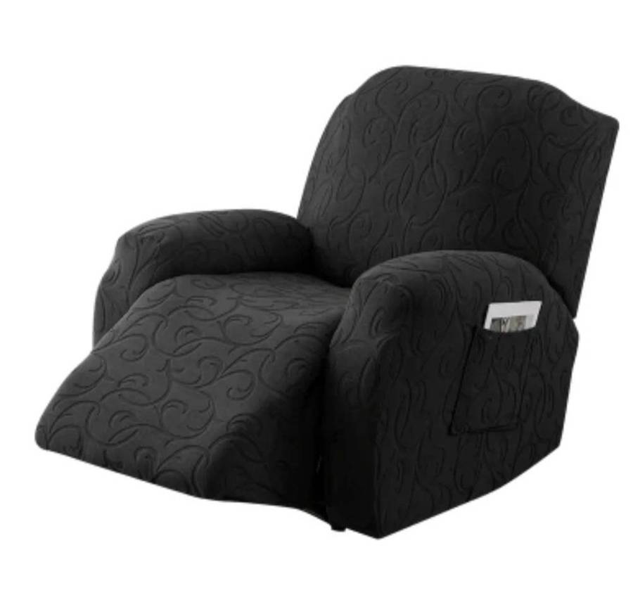 2 x Single Seat Living Room Recliner Sofa Cover, Non-Slip Recliner Protectors - Black
