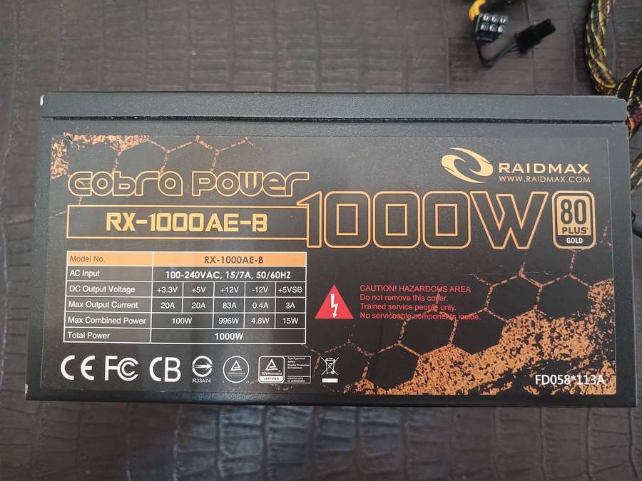 Raidmax 1000W 80+ Gold PSU