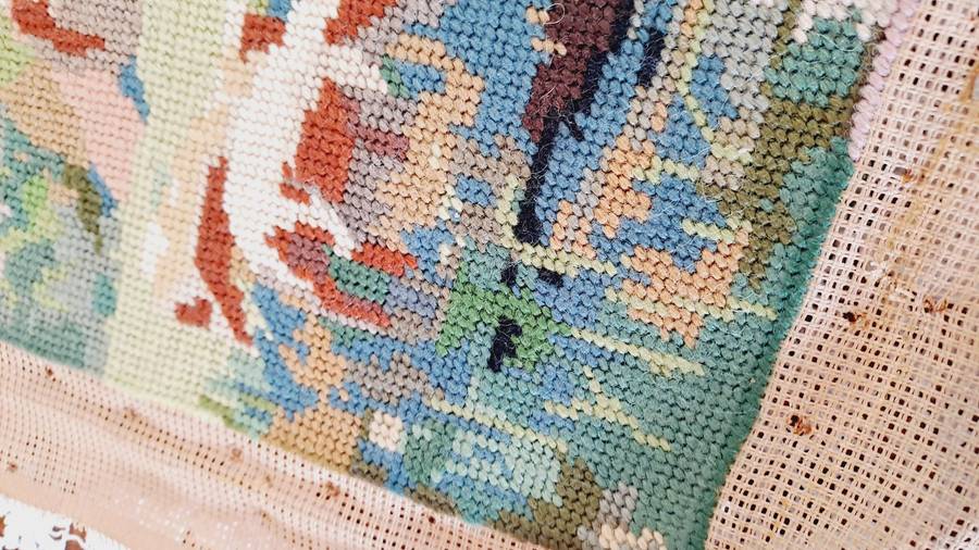 Completed tapestry - pastoral scene - 37 x 45cm - removed from frame