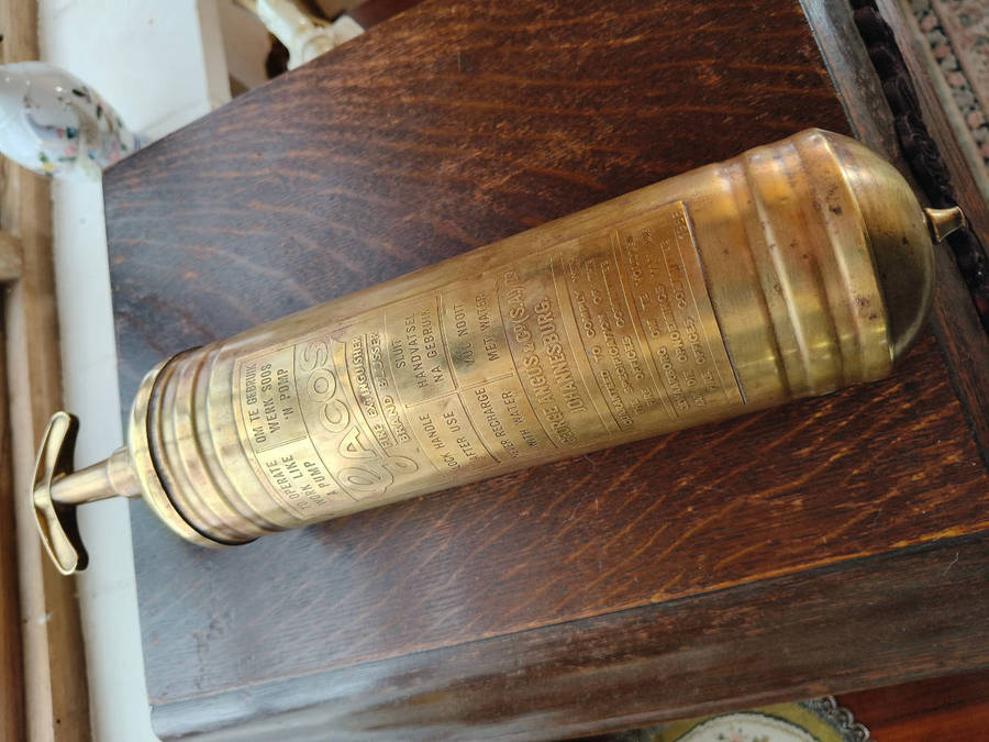 Vintage Brass GAGOS Fire Extinguisher  George Angus & Co. (S.A.) Ltd, Johannesburg