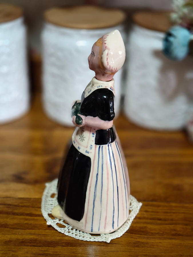 Dutch Vintage Decanter Bottle Figurine  Zenith Pottery Dutch Woman Gouda Style