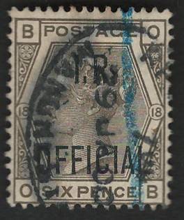 England Official 1882-85 Scott #O6 (I.R. Official overprint)