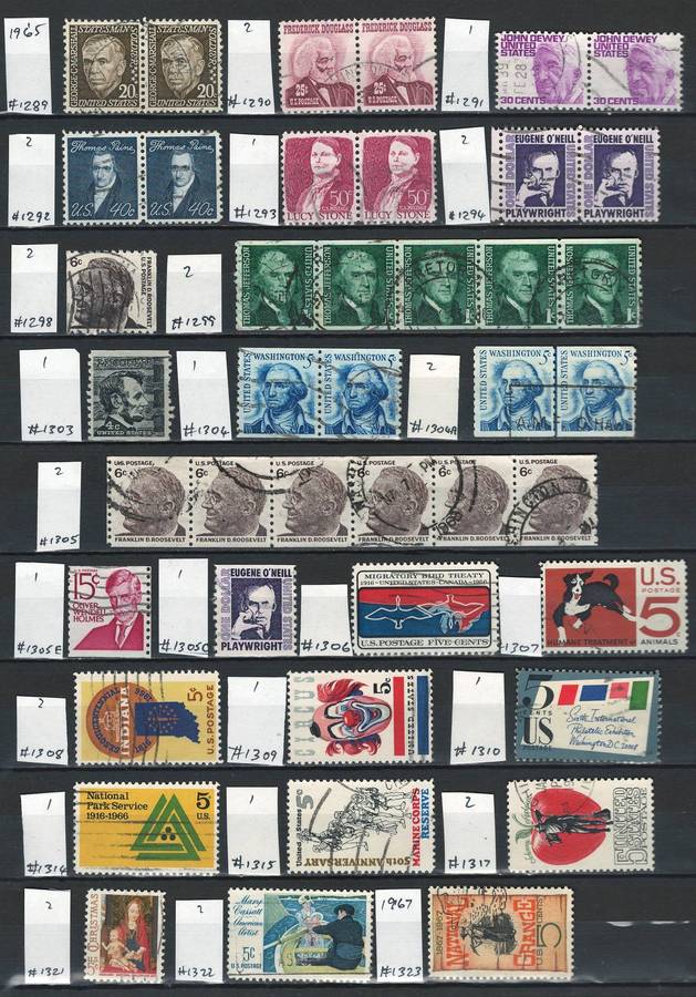 USA General Issues 1965 - 67 (Scott #1289 - #1323) (42 stamps)