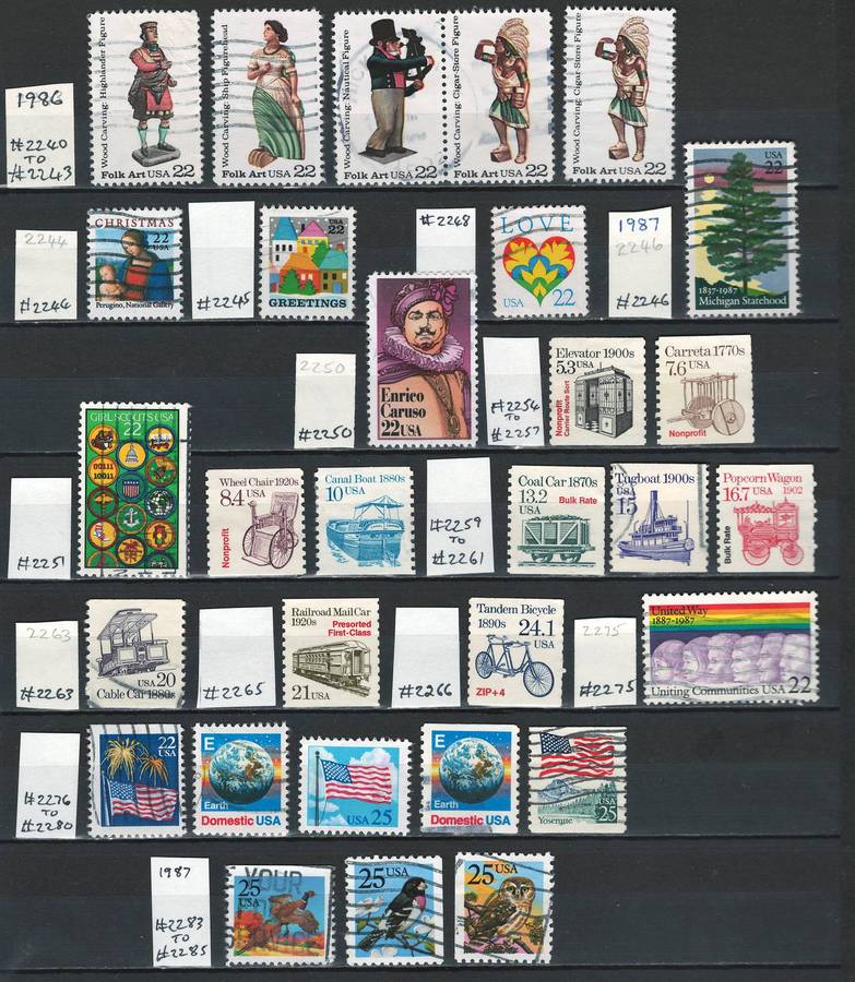 USA General Issues 1986-87 (Scott #2240 - #2285) (30 stamps)