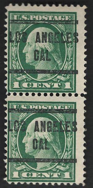 USA-Scott 1912/14  #405 1c Green  Pair used. Price R7 (cv R10)
