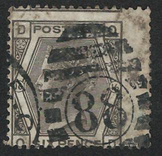 England 1873-80 Scott #62 6p Gray (plate 14)