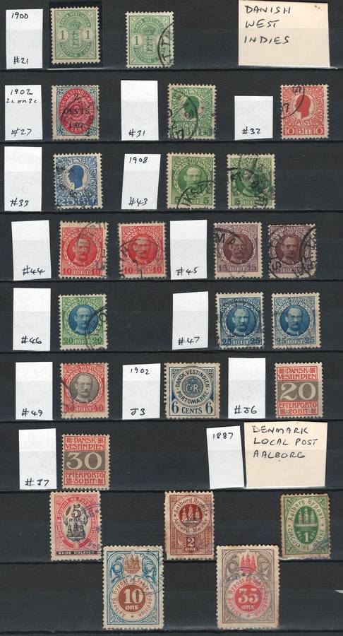 Danish West Indies & Aalborg Local Post (see Scott # in detail below)