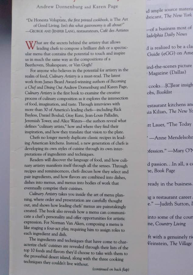 Culinary Artistry by Andrew Dornenburg and Karen Page