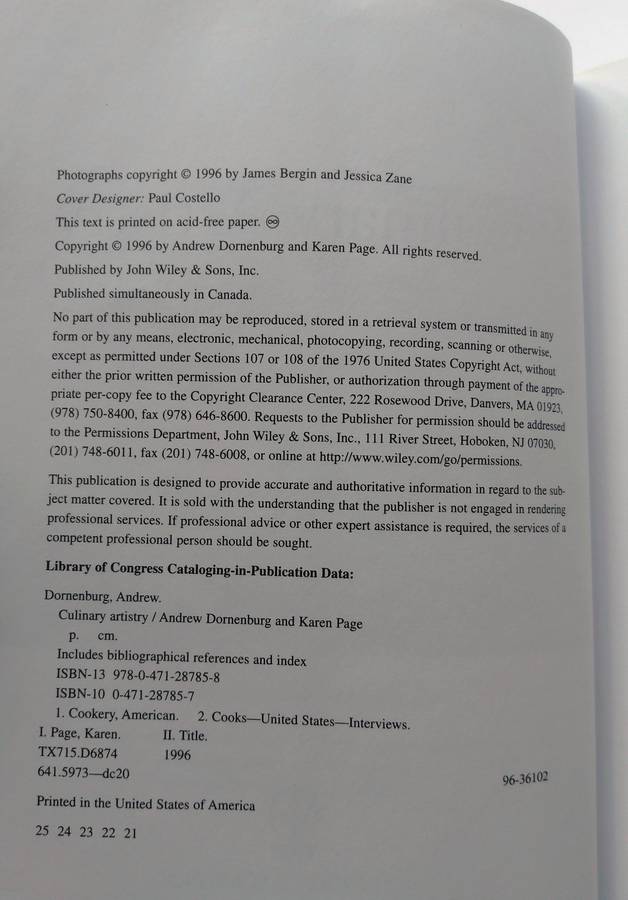 Culinary Artistry by Andrew Dornenburg and Karen Page