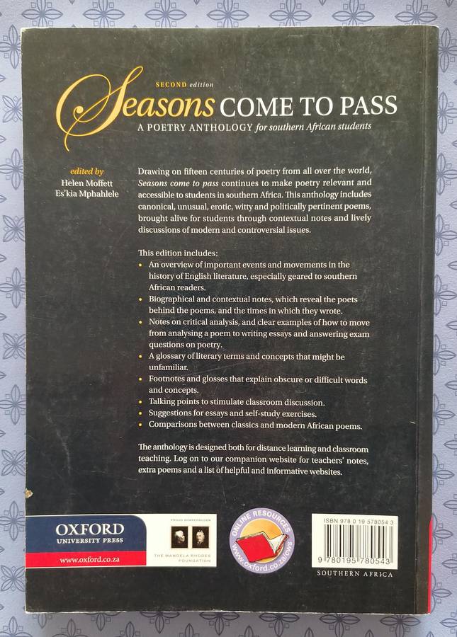 Seasons Come to Pass - A Poetry Anthology for Southern African Students ed. by Moffett & Mphahlele l